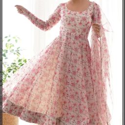 Floral Print Georgette Stitched Anarkali Gown-image-32