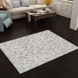 dazzhome Grey Hair On Leather Geometrical Hand Woven 4X6ft Carpet-picture-18