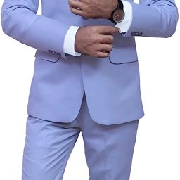 Men Slim Fit Single Breasted 2 Piece (Coat and Pant) Solid Suit-image-2