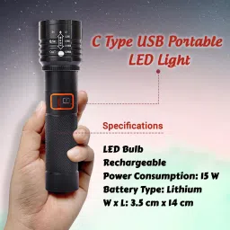 crentila M981 (ZOOMABLE METAL LED TORCH)5 Modes Flashlight, Super Bright 150W LED Light Torch image 2