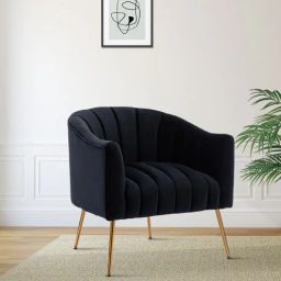 casacraft from pepperfry Jella Velvet Armchair In Black Colour-picture-45