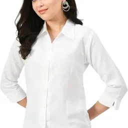 natris Women Regular Fit Solid Button Down Collar Casual Shirt-picture-4