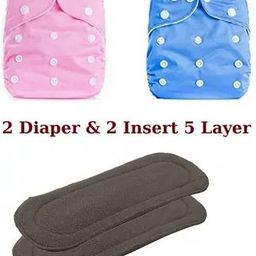 Washable Reusable Cloth Diapers with 2 Adjustable Nappies & 2 Inserts 5 Layer-image-51