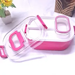 PurviSeal Blossom Pink Duo – Dual Compartment Airtight Lunch Box 2 Containers Lunch Box-38