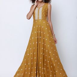 vishudh Women Ethnic Dress Yellow Ankle Length Dress-picture-9