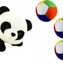 Best Quality Stuffed Soft Balls(4) and Panda for Kids- 25 cm-8