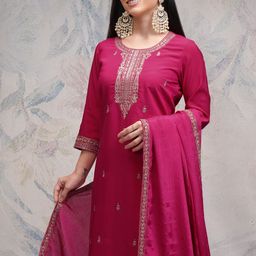 vishudh Women Cotton Blend Kurta Palazzo Set-picture-18
