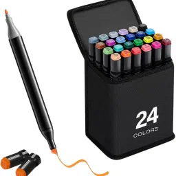 Dual Tip Art Markers-24 CI440 24 PCS Bullet and Calligraphy Alcohol Ink Marker Nib Sketch Pens-picture-18