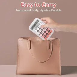 excecar 11911 Transparent Desk Calculator with Pastel Mechanical Buttons with 10 Digit Display BasicCalculator image 4