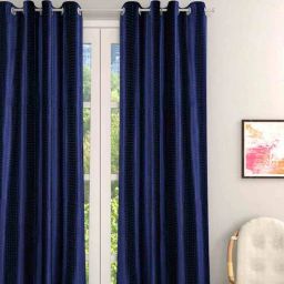romee Blue Long Crush Solid 7FT Light Filtering Eyelet Door Curtains (Pack of 1)-picture-25
