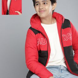 Nautica Boys Black & Red Colourblocked Reversible Padded Jacket-image-47