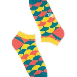 hexafun Yellow & Blue Patterned Ankle-Length Pure Cotton Socks-image-78