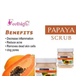 FEELHIGH Set of 2 Papaya Scrub with Vitamin E & Aloe Vera for Face & Body - 500 ml Each image 2