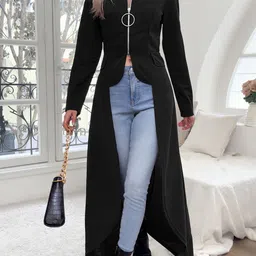 All about you Women Striped Polyester Longline Tailored Jacket with Patchwork-image-15