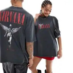 Unisex Nirvana Angel Graphic Print Oversized License Band Crew-Neck T-Shirt-image-29