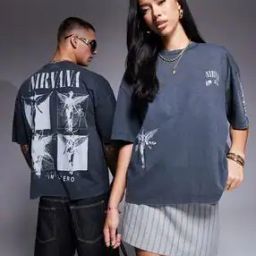 Unisex Nirvana Print Boxy Fit Crew-Neck T-Shirt-image-78