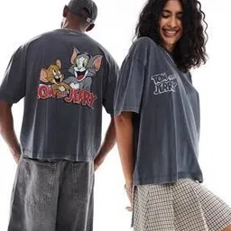 Unisex Tom & Jerry Print Boxy Fit Oversized Crew-Neck T-Shirt-image-66