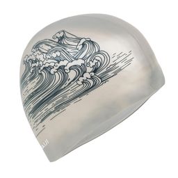 Swimming Cap Silicone Volume Print Black Sea-image-19