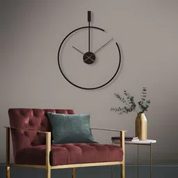 HANDICRAFTS TOWN Black Round Contemporary Wall Clock-picture-2