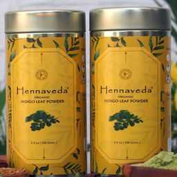 HENNAVEDA Set of 2 Organic Indigo Leaf Powder 100 g each - Black-10