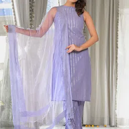 Varanga Women Striped Regular Pure Cotton Kurta with Trousers & With Dupatta-image-35