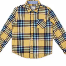 Pepe Jeans Boys Yellow Tartan Checks Checked Cotton Casual Shirt-picture-15