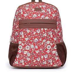 ZOUK Women Floral Printed Vegan Leather Laptop Backpack-0
