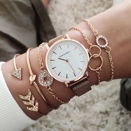 JOKER & WITCH Women Rose Gold & White Watch & Bracelet Stack-image-78