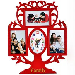 Attractionz Red Oval Shape Textured Analogue Contemporary Wall Clock-image-60
