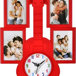 Attractionz Red Round Shape Textured Analogue Contemporary Wall Clock-image-79