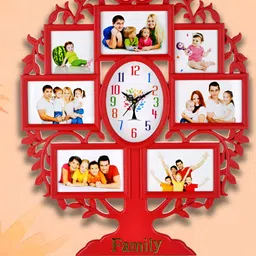 Attractionz Red & White Textured Oval Shaped Contemporary Wall Clock-14