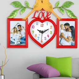 Attractionz Red Heart Shaped Contemporary Wall Clock-image-99