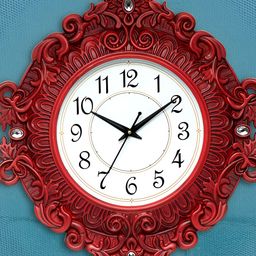 Attractionz Red & White Textured Contemporary Round Shaped Wall Clock-73