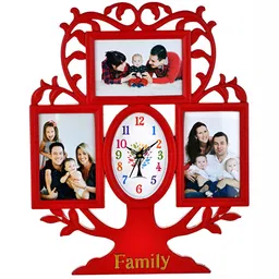 Attractionz Red & White Oval Textured Contemporary Wall Clock-image-89