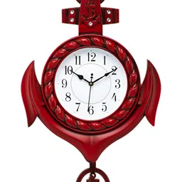 Attractionz Red Round Traditional Pendulum Wall Clock-image-77