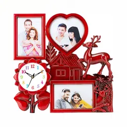 Attractionz Red & White Love Shaped Contemporary Wall Clock-picture-7