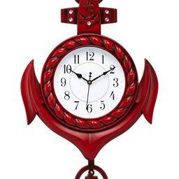 Attractionz Red & White Textured Analogue Contemporary Wall Clock-11
