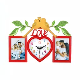 Attractionz Red & White Textured Heart Shaped Contemporary Wall Clock-image-85