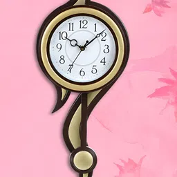 Attractionz Gold-Toned & Black Round Pendulum Analogue Wall Clock-picture-20
