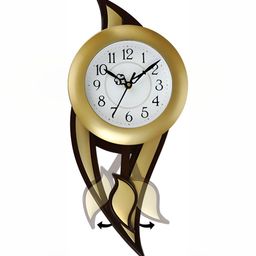 Attractionz Gold-Toned Round Shaped Contemporary Pendulum Analogue Wall Clock-image-76