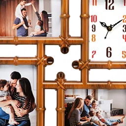 Attractionz Gold Toned & White Square Analogue Wall Clock-image-74