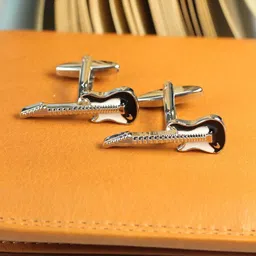 Tossido Black & Silver-Toned Contemporary Cufflink-image-15
