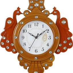 Sigaram Orange & White Textured Round Shaped Contemporary Wall Clock-34