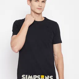 Kook N Keech Disney Men Black Round Neck Short Sleeves Pure Cotton T-shirt-picture-1