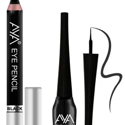AYA Set of Eye Pencil Kajal Eyeliner & Waterproof Eyeliner - Black-28