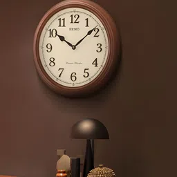 SEIKO Brown Round Shaped Traditional Wall Clock-image-53