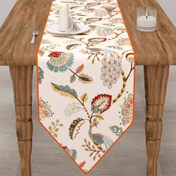 Clasiko White & Blue Printed Pure Cotton Table Runner-43