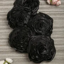 HOSTA HOMES Set Of 5 Black Satin Round Cushion Covers-23