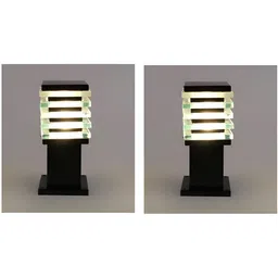 SPARK WORLD Black 2 Pieces Textured Square Outdoor Lamp-93