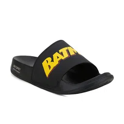 Campus Men Black & Yellow Batman Printed Sliders-picture-1
